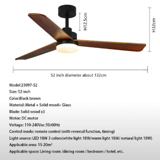 MIRODEMI® Barasso | 60" Modern Wooden Ceiling Fan with Remote Control Parameters