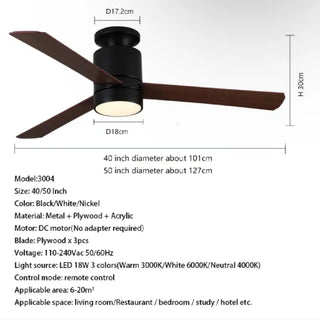 MIRODEMI® Barengo | 60" Ceiling Fan Without Light with Solid Wood Blades and Remote Control Parameters