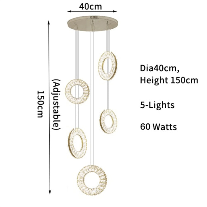 MIRODEMI® Baveno | Hanging Crystal Lighting for Staircase spiral 5 pendants