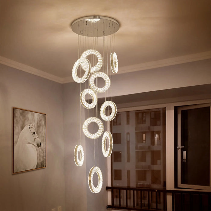 MIRODEMI® Baveno | Hanging Crystal Spiral Lighting for Staircase