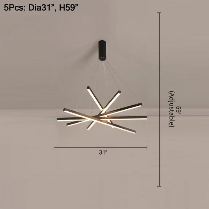 MIRODEMI® Bellagio | Luxury Designer Geometric Black LED Chandelier for Staircase