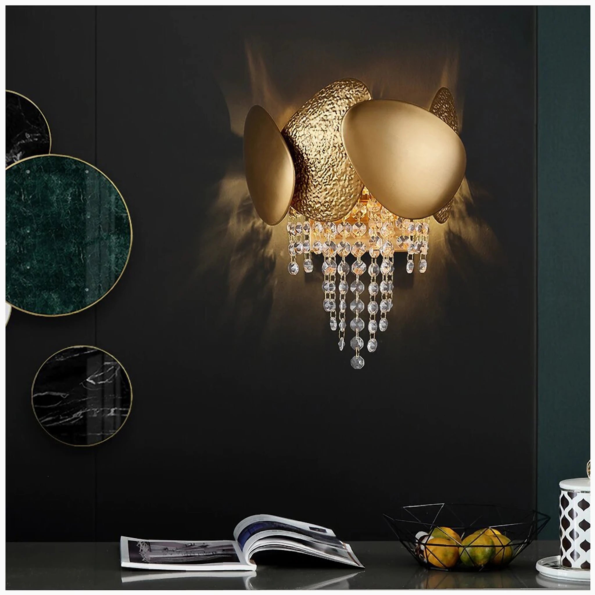Belmont-sur-Lausanne | Elite Gold Wall Sconce With Crystal Drops – Mirodemi
