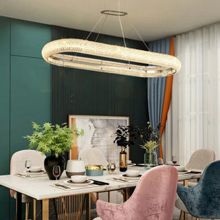 MIRODEMI® Bern | Chrome Ring Crystal Chandelier for Dining Room