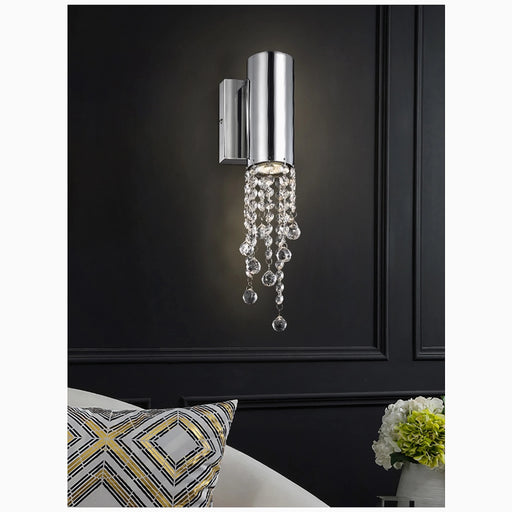 Modern|Chrome|Crystal|Wall|Lamp|Light|Sconce|Trendy