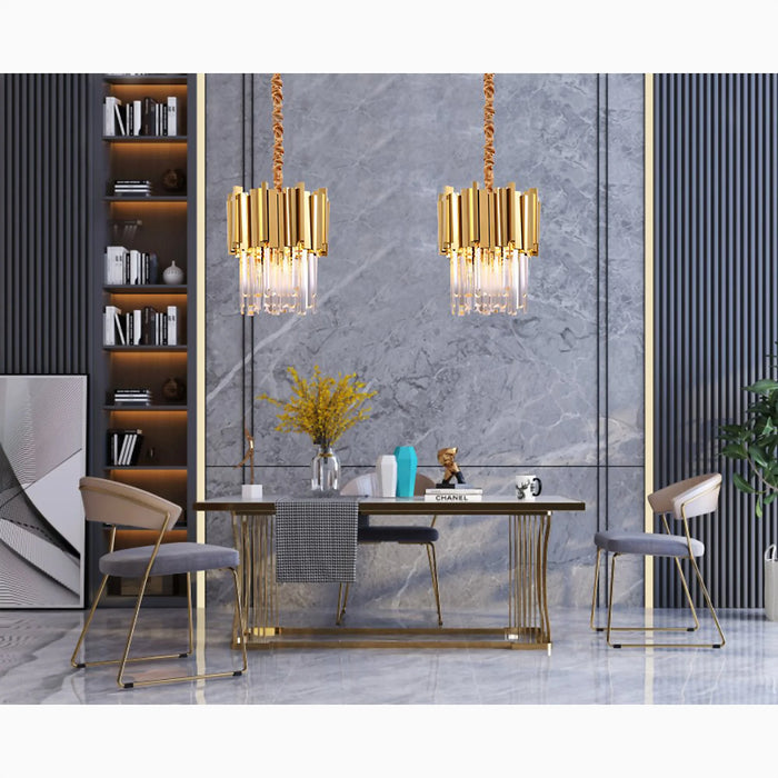 MIRODEMI® Biot | Gold Crystal Pendant Lighting for Living Room
