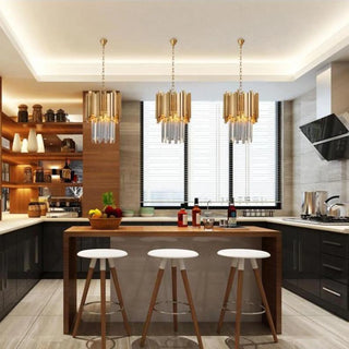 MIRODEMI® Biot | Luxury Gold Crystal Pendant Lighting for Kitchen