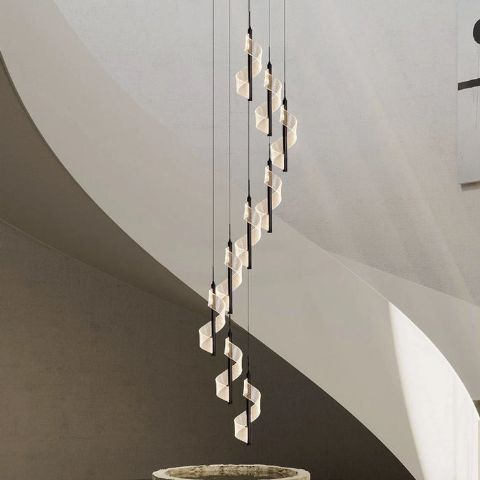 MIRODEMI® Bonassola | Exceptional Long Spiral LED Pendant Chandelier for Staircase