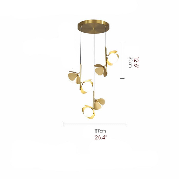 MIRODEMI Bordighera Nordic Gold Ceiling Copper Light With Flower Design 3 Heads Size