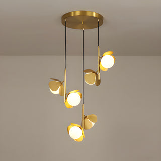 MIRODEMI Bordighera Nordic Gold Ceiling Copper Light With Flower Design 3 Heads Decoration