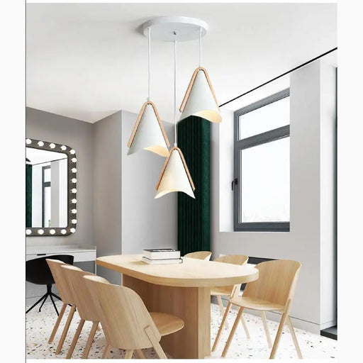 MIRODEMI Breil-sur-Roya Scandinavian Style White Metal and Wooden LED Pendant Chandelier For Modern Living Room Decor