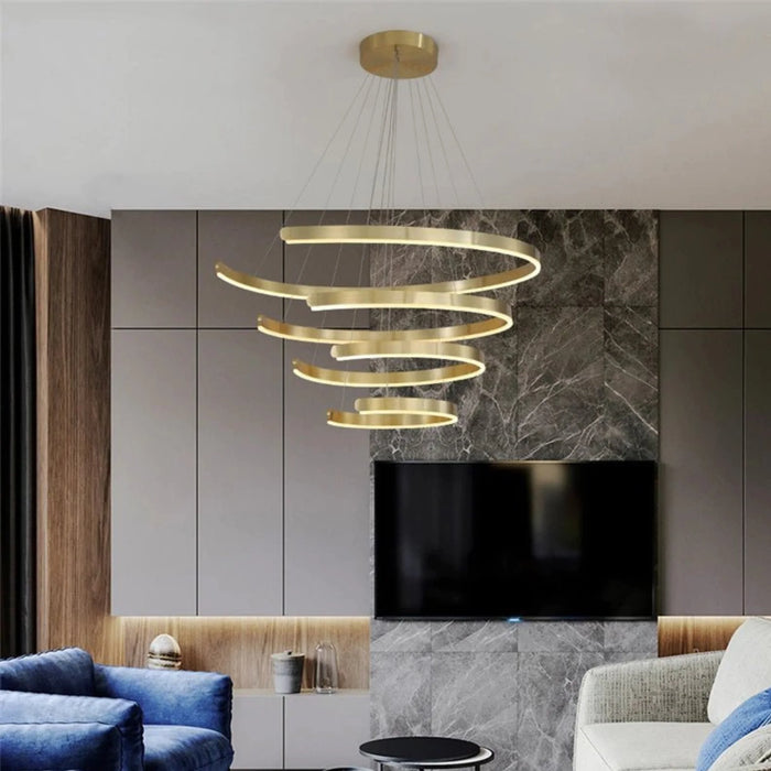 MIRODEMI® Brig-Glis | Gold LED Chandelier for Living Room
