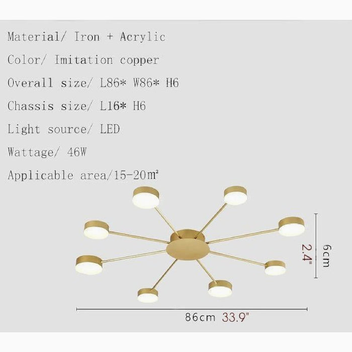 MIRODEMI® Buchs | Floral shaped LED gold Ceiling Chandelier