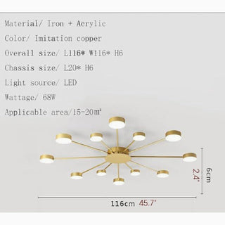 MIRODEMI® Buchs | Floral shaped gold Chandelier