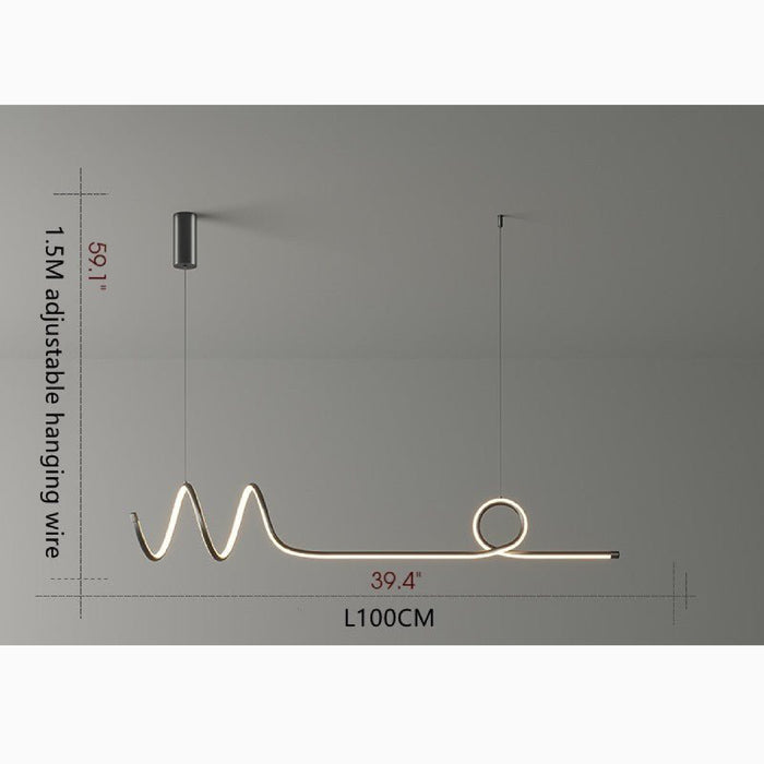MIRODEMI Bussigny-près-Lausanne Nordic Pendant Lamp With A Long Strip Black Size