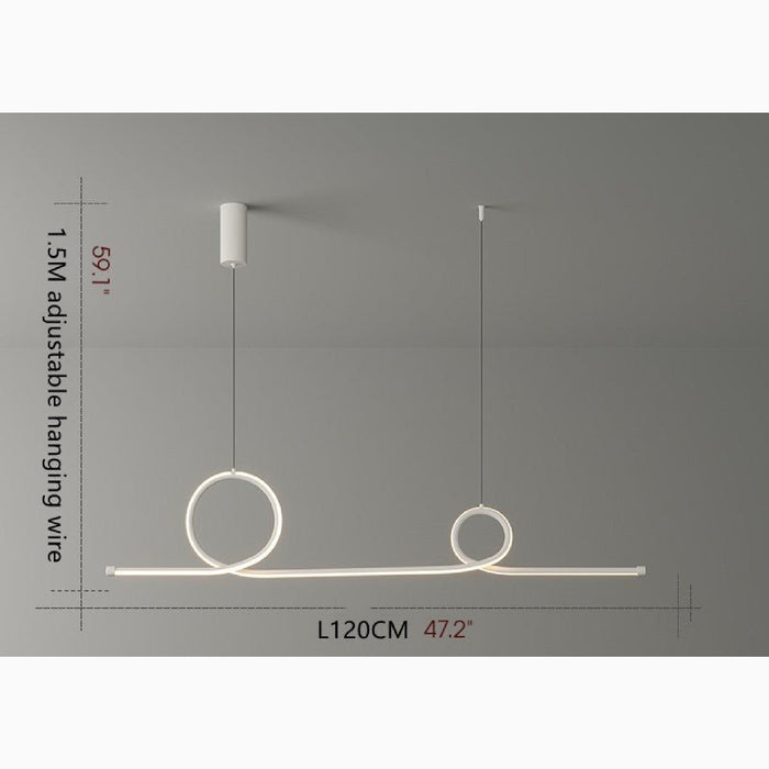 MIRODEMI Bussnang Modern Pendant Lamp with Ribbon Design White Size