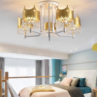 Luxury Gold Crystal Crown Lighting for Children's Room