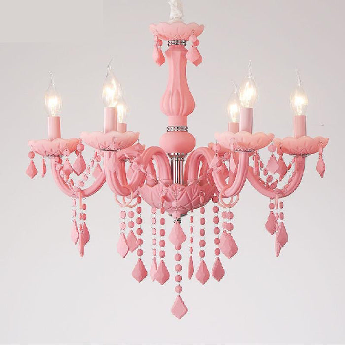 MIRODEMI Caderzone Nordic LED Pink Crystal Luxury Pendant Chandelier For Kid's Room