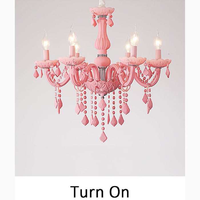 MIRODEMI Caderzone Nordic LED Pink Crystal Luxury Pendant Chandelier Lights On