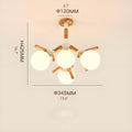 MIRODEMI® Cadoneghe | Nordic-Styled Wood Chandelier with Glass-Ball Lights Flush Mount  White Size