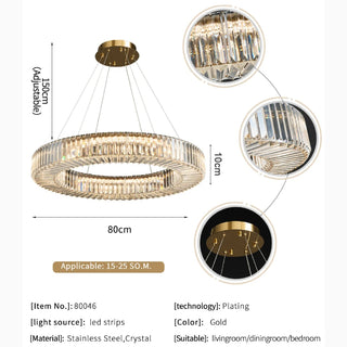 MIRODEMI® Cadrezzate | Round Luxury Crystal Hanging LED Chandelier For Living Room