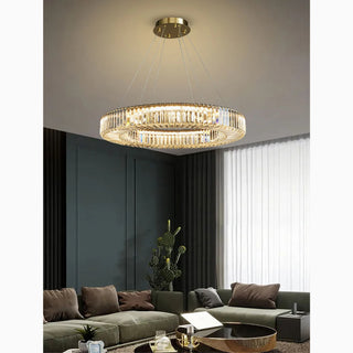 MIRODEMI® Cadrezzate | Round Luxury Crystal Hanging LED Chandelier For Living Room