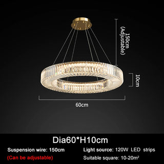 MIRODEMI® Cadrezzate | Round Luxury Crystal Hanging LED Chandelier For Living Room