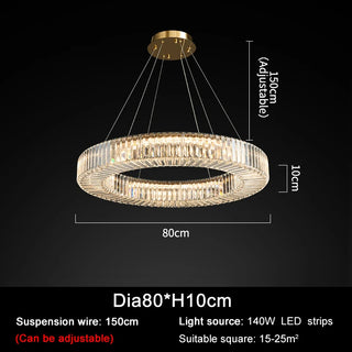 MIRODEMI® Cadrezzate | Round Luxury Crystal Hanging LED Chandelier For Living Room