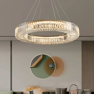 MIRODEMI® Cadrezzate | Round Luxury Crystal Hanging LED Chandelier For Living Room