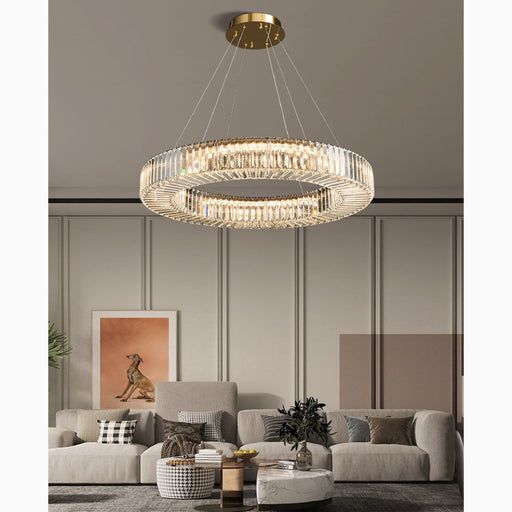 MIRODEMI® Cadrezzate | Round Luxury Crystal Hanging LED Chandelier For Living Room