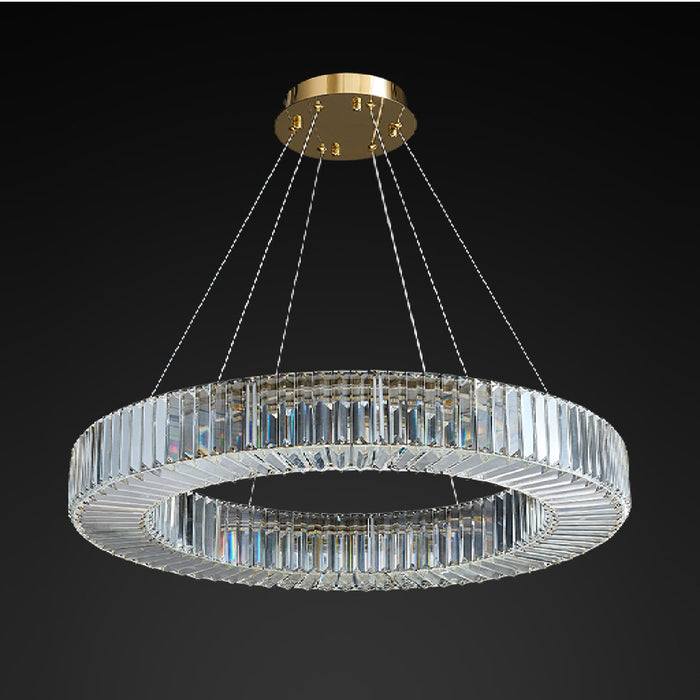 MIRODEMI® Cadrezzate | Round Luxury Crystal Hanging LED Chandelier Lights Off