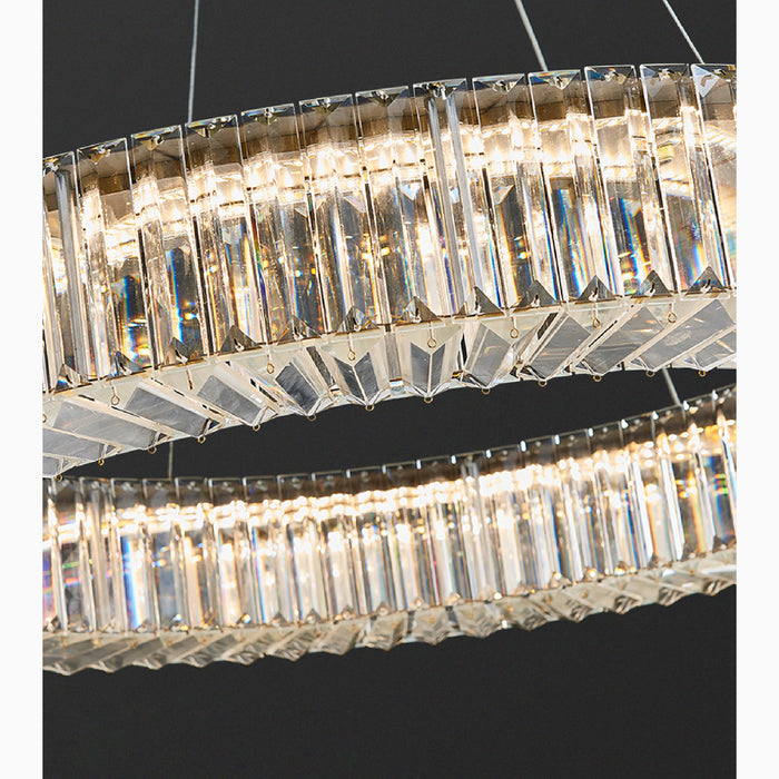 MIRODEMI® Cadrezzate | Round Luxury Crystal Hanging LED Chandelier Details
