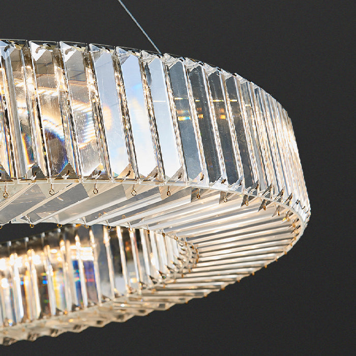 MIRODEMI® Cadrezzate | Round Luxury Crystal Hanging LED Chandelier Lampshade Details