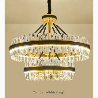 MIRODEMI® Caerano di San Marco | Postmodern Round Crystal Leather LED Chandelier Lightts On