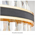 MIRODEMI® Caerano di San Marco | Postmodern Round Crystal Leather LED Chandelier  For Bedroom