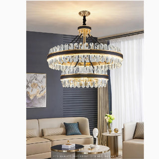 MIRODEMI® Caerano di San Marco | Postmodern Round Crystal Leather LED Chandelier  For Bedroom