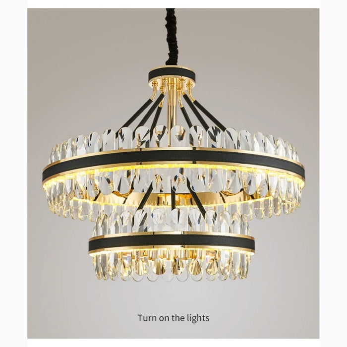 MIRODEMI® Caerano di San Marco | Postmodern Round Crystal Leather LED Chandelier  For Bedroom