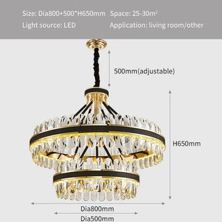 MIRODEMI® Caerano di San Marco | Postmodern Round Crystal Leather LED Chandelier  For Bedroom