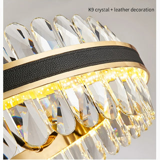 MIRODEMI® Caerano di San Marco | Postmodern Round Crystal Leather LED Chandelier  For Bedroom