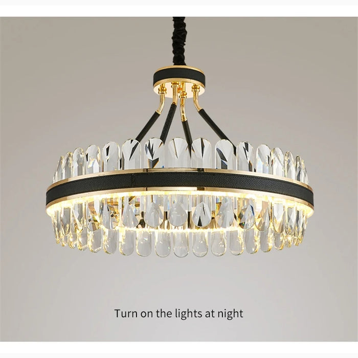 MIRODEMI® Caerano di San Marco | Postmodern Round Crystal Leather LED Chandelier  For Bedroom