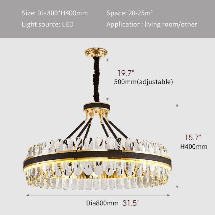 MIRODEMI® Caerano di San Marco | Postmodern Round Crystal Leather LED Chandelier Dia80
