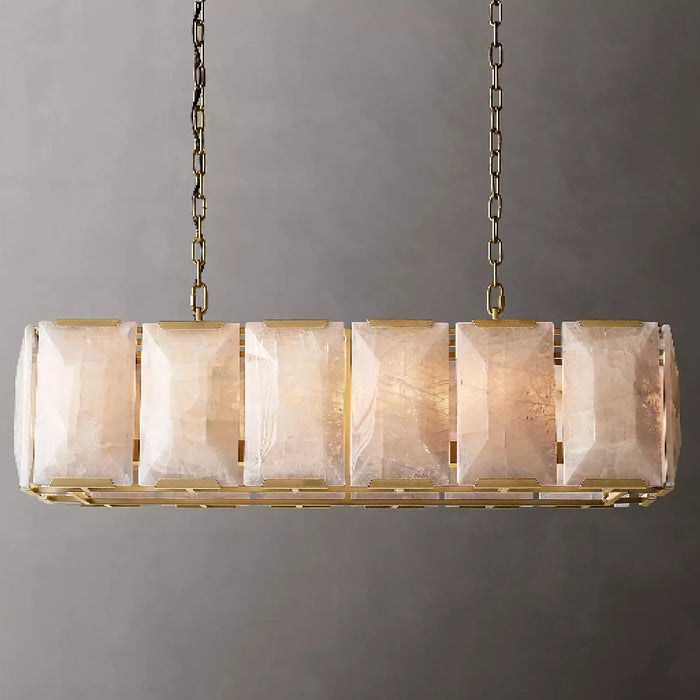 MIRODEMI® Cagli | Glossy Led Retro American Rectangular Crystal Chandelier For Kitchen