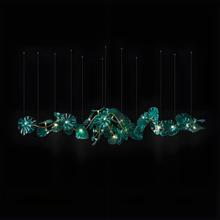 MIRODEMI Cagliari | Unique Green Glass Leaves Shaped Pendant Chandelier For Dining Room