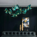 MIRODEMI Cagliari | Unique Green Glass Leaves Shaped Pendant Chandelier For Office For Hotel