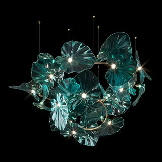 MIRODEMI Cagliari | Unique Green Glass Leaves Shaped Pendant Chandelier for Home Decor