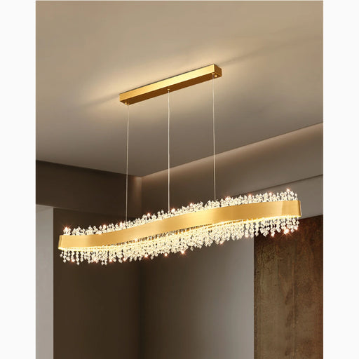 MIRODEMI® Caglio | Luxury Wave-Shaped Rectangle Crystal Chandelier For Bedroom