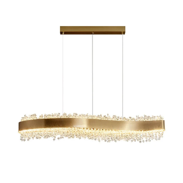 MIRODEMI® Caglio | Luxury Wave-Shaped Rectangle Crystal Chandelier Gold Color