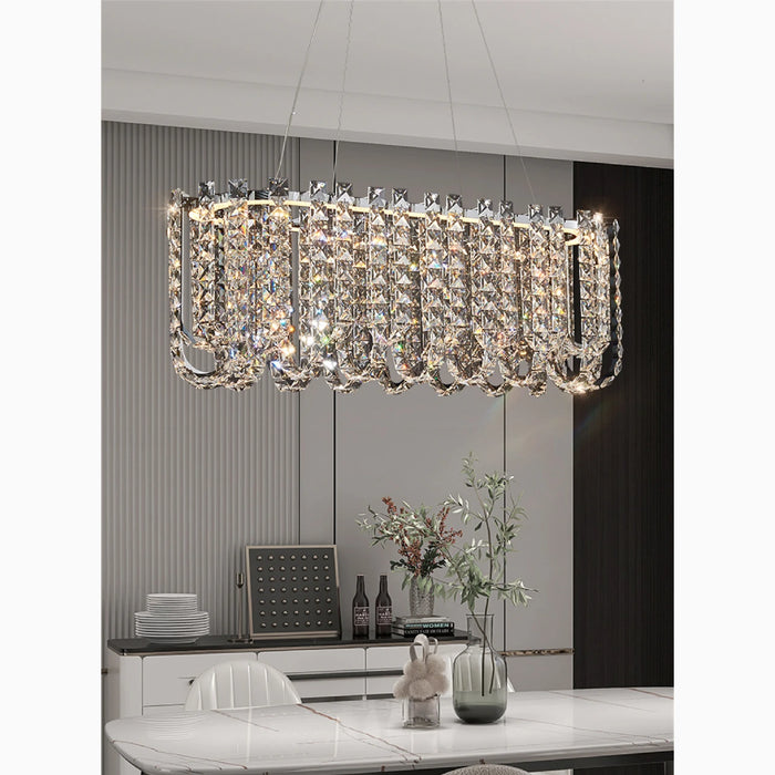 MIRODEMI® Cagnano Amiterno | Posh Large LED Crystal Pendant Chandelier For Kictchen