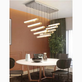 MIRODEMI® Cagno | Stylish Crystal and Stainless Steel Pendant Light for Dining Rooms