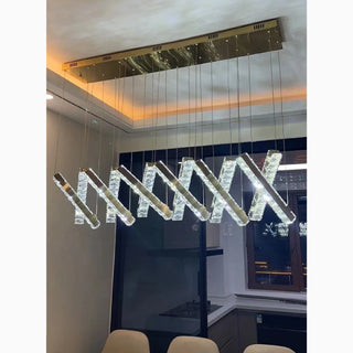 MIRODEMI® Cagno | Innovative Stainless Steel Chandelier with Crystal Pendant Design for Dining