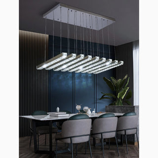 MIRODEMI® Cagno | Crystal Pendant Chandelier in Stainless Steel – Ideal for Dining Room Ambiance